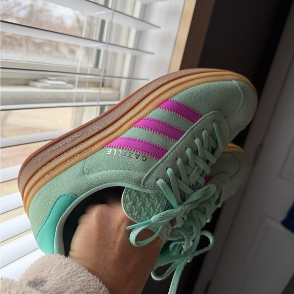 Adidas Women's Gazelle Mint and Pink Sneakers - Picture 3 of 5